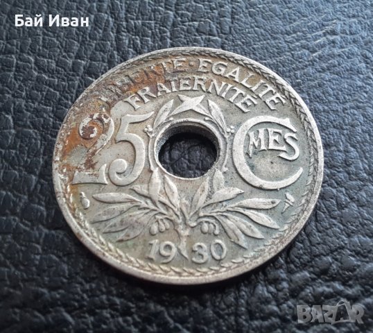 Стара монета 25 сантима 1930 г. Франция- топ !, снимка 5 - Нумизматика и бонистика - 42219582