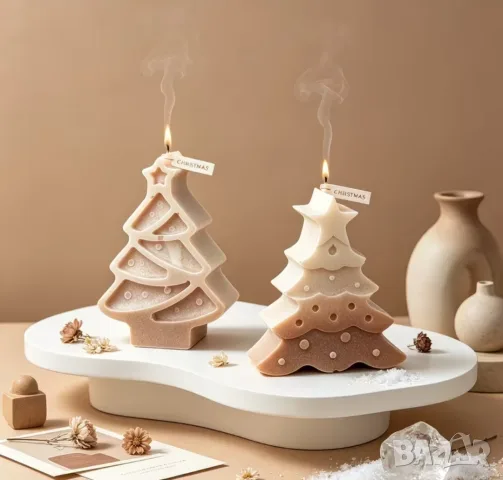 Молдове комплект 3 броя коледни елхи и снежинка