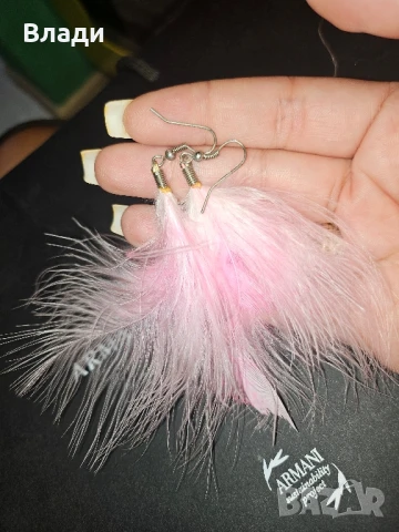 розови пера обеци 