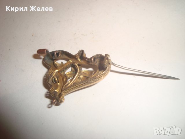 СТАРИННА ДИАМАНТЕНА ПОЗЛАТЕНА МЕДНА БРОШКА АРТ-ДЕКО ЮВЕЛИРНА РАБОТА ФЛОРАЛНА 60951, снимка 15 - Антикварни и старинни предмети - 30636809
