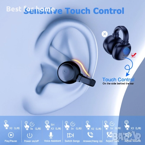 Безжични спортни слушалки с отворени щипки за уши Пусиме, снимка 7 - Bluetooth слушалки - 52307412