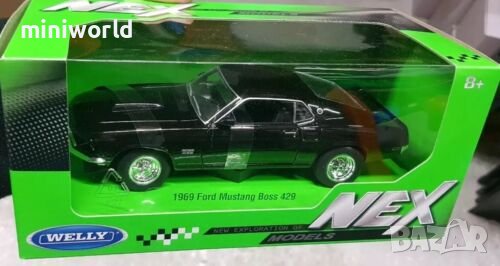 Ford Mustang Boss 429 1969 - мащаб 1:24 на Welly нов в кутия, снимка 7 - Колекции - 39511451