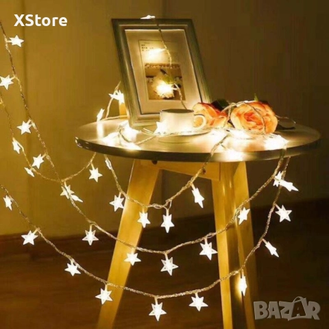 Последни бройки! Светещи коледни LED лампички със звездички с щепсел., снимка 6 - Лед осветление - 51993114