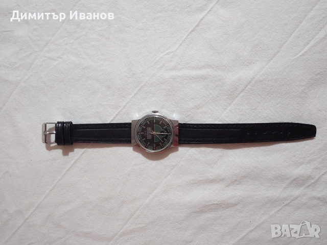 Съветски механичен часовник Победа - Самара – работещ, с черна кожена каишка - 18мм. , снимка 6 - Мъжки - 53025179