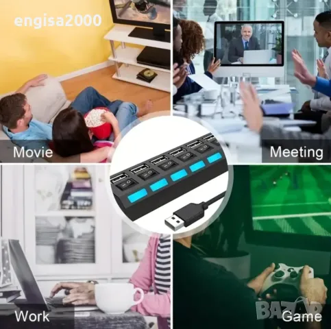 7-портов USB 2.0 хъб, снимка 6 - Друга електроника - 49226103