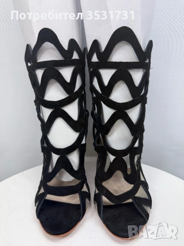 Sophia Webster черни велурени боти на ток размер 38, снимка 8 - Дамски боти - 54014942