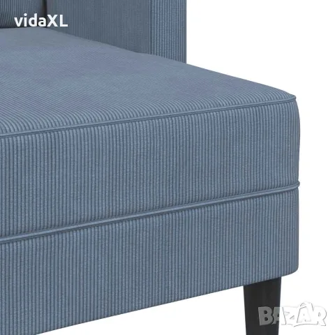 vidaXL Двуместен диван с шезлонг L-образна форма Син 125 см лен, снимка 6 - Дивани и мека мебел - 56148870