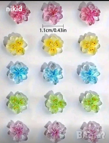 10 бр 3d малки цветя цветчета цветенца цвете декорация нокти маникюр акрил, снимка 3 - Продукти за маникюр - 53892996