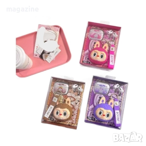 Безжични детски слушалки Labubu със кейс., снимка 4 - Слушалки и портативни колонки - 52094512