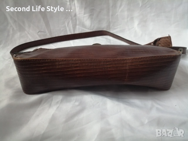 Винтидж италианска чанта за рамо от естествена кожа в кафяв цвят CIAMPI, снимка 11 - Чанти - 54097212