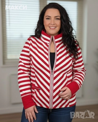 Разкошно памучно марково еластично горнище с метални ципове, джобове и коригираща вързалка яка в нас