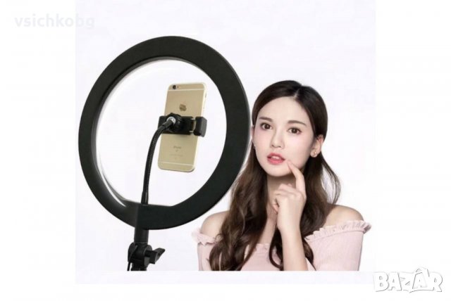 Селфи ринг лампа за заснемане на видео или фото със стойка за телефон и за самата лампа  Ф-25см, снимка 3 - Друга електроника - 31682766