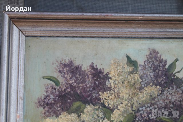 Маслена картина върху шперплат с дървена рамка, снимка 4 - Колекции - 38334136