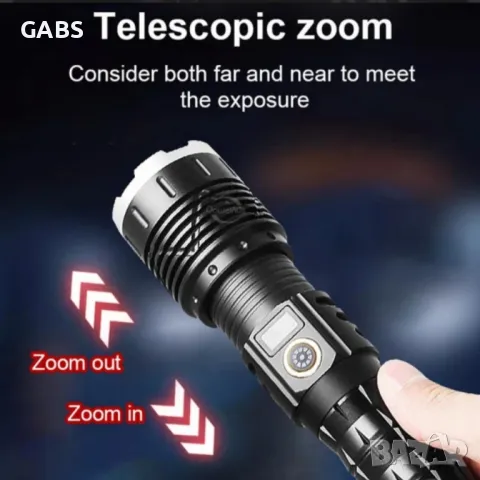 Мощен LED фенер JMK малък,USB зареждане с дисплей за заряда на батерията, снимка 6 - Екипировка - 49252068