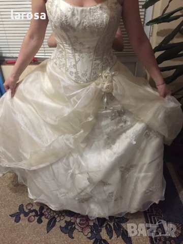 Сватбена,Булчинска(бална) рокля цвят шампанско, снимка 3 - Сватбени рокли - 29704443