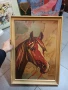 Стара авторска картина -Кон-масло,подписана, снимка 1