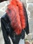 Оранжева 2 Пухена яка Еко косъм. 75 см.и 1 м. Пух за качулка Дълъг Изкуствен.Якичка/пухче , снимка 3