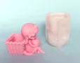 3D момиче момиченце със сърце ❤  кашпа саксия моливник силиконов молд форма калъп гипс смола декор, снимка 3