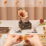 Нов Музикален 3D дървен модел грамофон с котенца DIY пъзел идеален подарък за декор, снимка 2