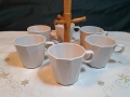 дървена стойка със шест порцеланови чаши за чай 28/5, снимка 2
