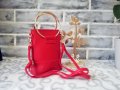 Елегантна малка чантичка Samantha + дълга дръжка – червен цвят