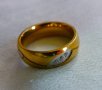 Позлатен пръстен с камъни, снимка 1 - Пръстени - 44213435