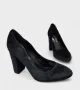 ПРОМОЦИЯ! -20% Дамски елегантни обувки на ток 9см в черно сатенирано покритие – 17007-1 BLACK, снимка 4
