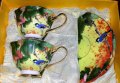 Красиви чаши за кафе с цветя от костен порцелан, снимка 9