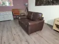 Кафяв кожен диван двойка, снимка 2