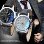Елегантен мъжки кварцов часовник с кожена каишка, снимка 1 - Мъжки - 42792071