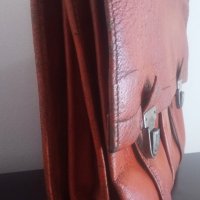 Стара оранжева кожена офис чанта, снимка 7 - Чанти - 36699244