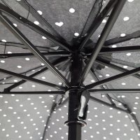 1762 Ръчен тройно сгъваем чадър за дъжд на точки и сърца противоветрен, снимка 8 - Други - 30570073