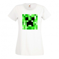 Дамска тениска Creeper Face 2 майнкрафт Minecraft,Игра,Забавление,подарък,Изненада,Рожден Ден., снимка 1 - Тениски - 36520628