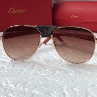 Cartier 2022 мъжки слънчеви очила с кожа, снимка 4 - Слънчеви и диоптрични очила - 37372016