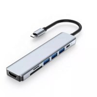 USB Хъб Type C - HDMI + CardReader Digital One SP00492 7in1 power adapter, снимка 1 - Друга електроника - 38063288