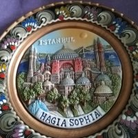 Медна чиния за стена църква Света София Истанбул фи 152мм, снимка 3 - Декорация за дома - 29038564