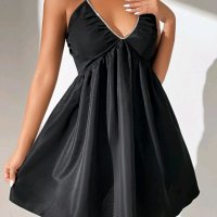 Черна разкроена рокля с камъни парти ХИТ, снимка 2 - Рокли - 39107547