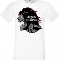 Дамска тениска Attack on Titan titans are comings,Анимация,игра,Празник,Повод., снимка 3 - Тениски - 37939089