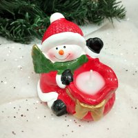 4248 Керамичен коледен свещник Снежко Дядо Коледа, снимка 2 - Декорация за дома - 42860320