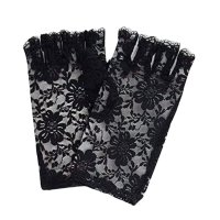 Къси ръкавици с изрязани пръсти, черна дантела - 3003, снимка 2 - Ръкавици - 44289810