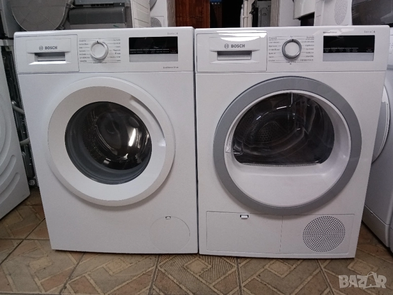 Комплект пералня и сушилня с термопомпа Бош Bosch Serie 4 A+++ 2 години гаранция!, снимка 1
