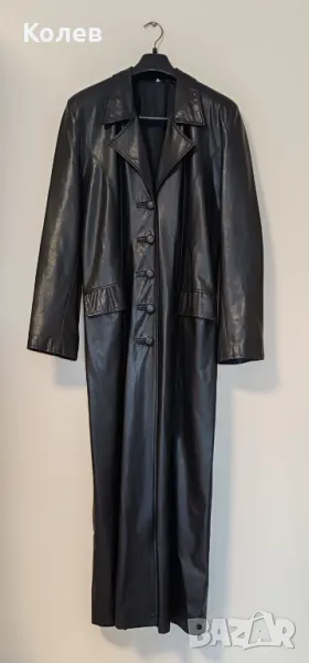 Дълго дамско кожено манто, снимка 1