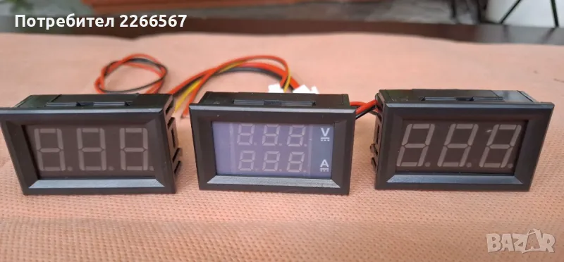 Мини LED индикатори за напрежение и ток - волтметър и амперметър, снимка 1