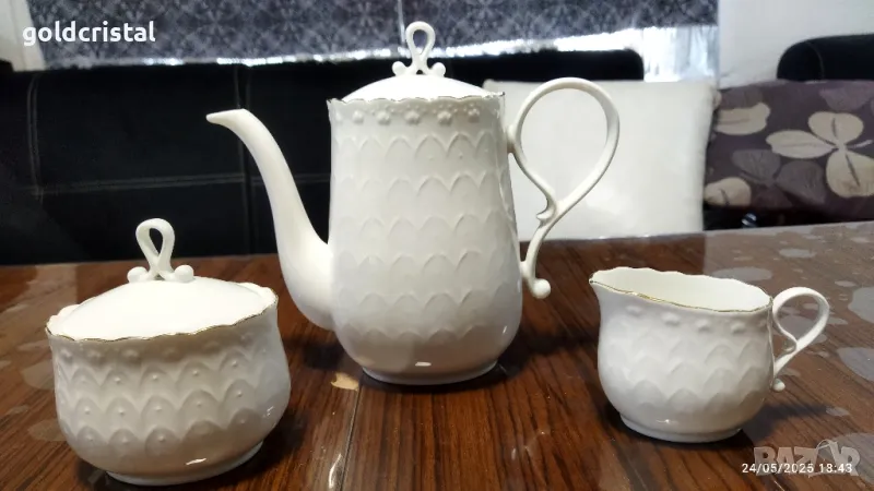Стар български костен порцелан Бононя Ралица чайник заханица латиера , снимка 1