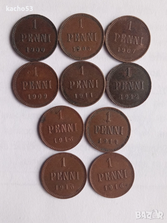 1 пени 1900-1916 г. Русия за Финландия., снимка 1