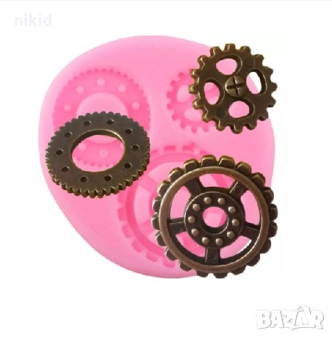3 Зъбни колела зъбчатки малки силиконов молд форма за фондан шоколад декор торта украса, снимка 1