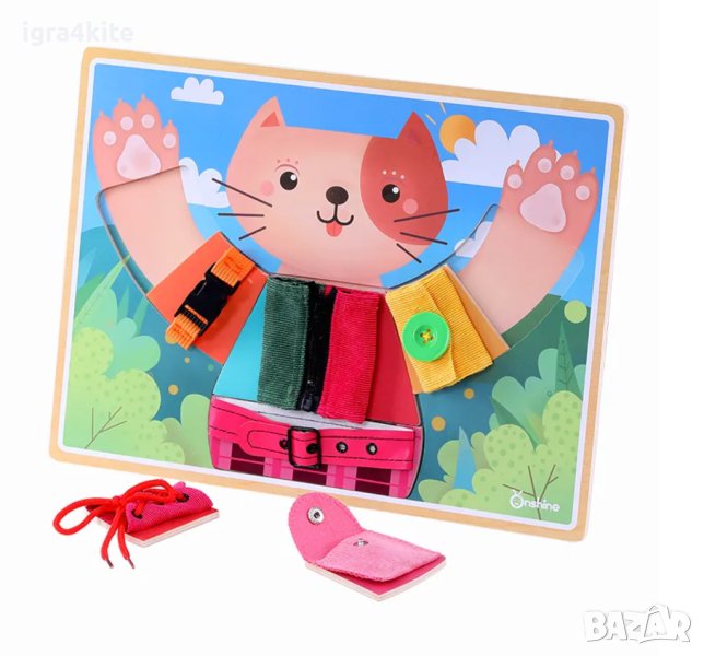 Активна тактилна дъска за основни умения "Облечи котето" / 2 модела, снимка 1