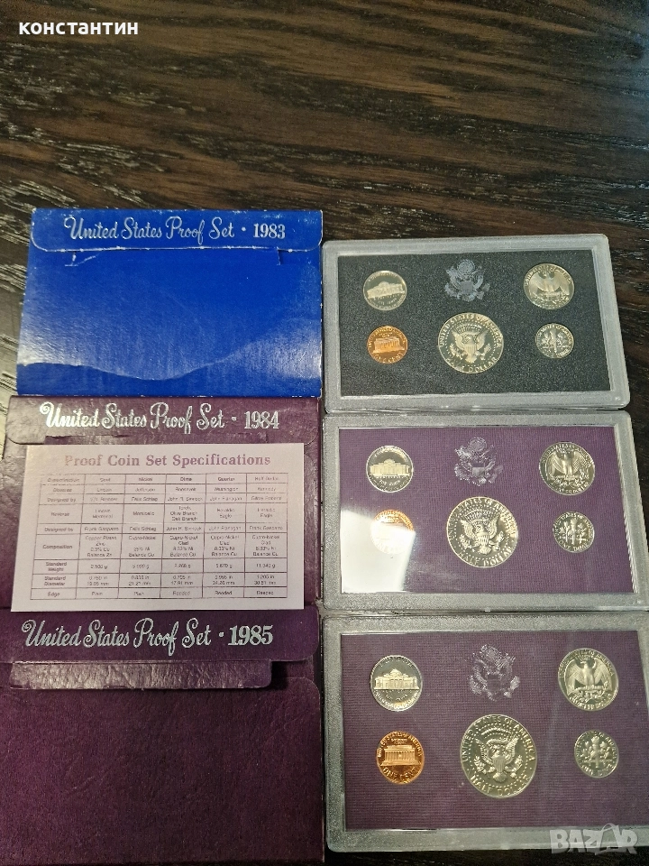 сет монети САЩ 1983,1984 и 1985г, снимка 1