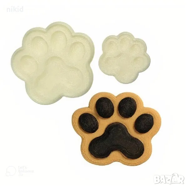 Лапа Лапи 2 размера пластмасови форми форма резец резци печат за фондан тесто декор мъфини торта, снимка 1