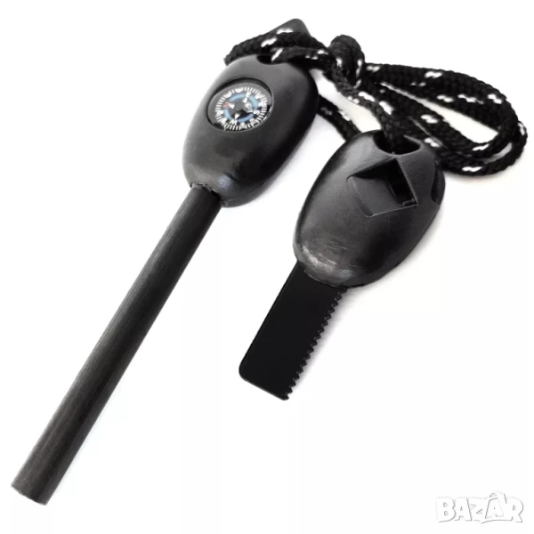 3-в-1 Комбо за оцеляване: магнезиева запалка, компас и свирка, снимка 1